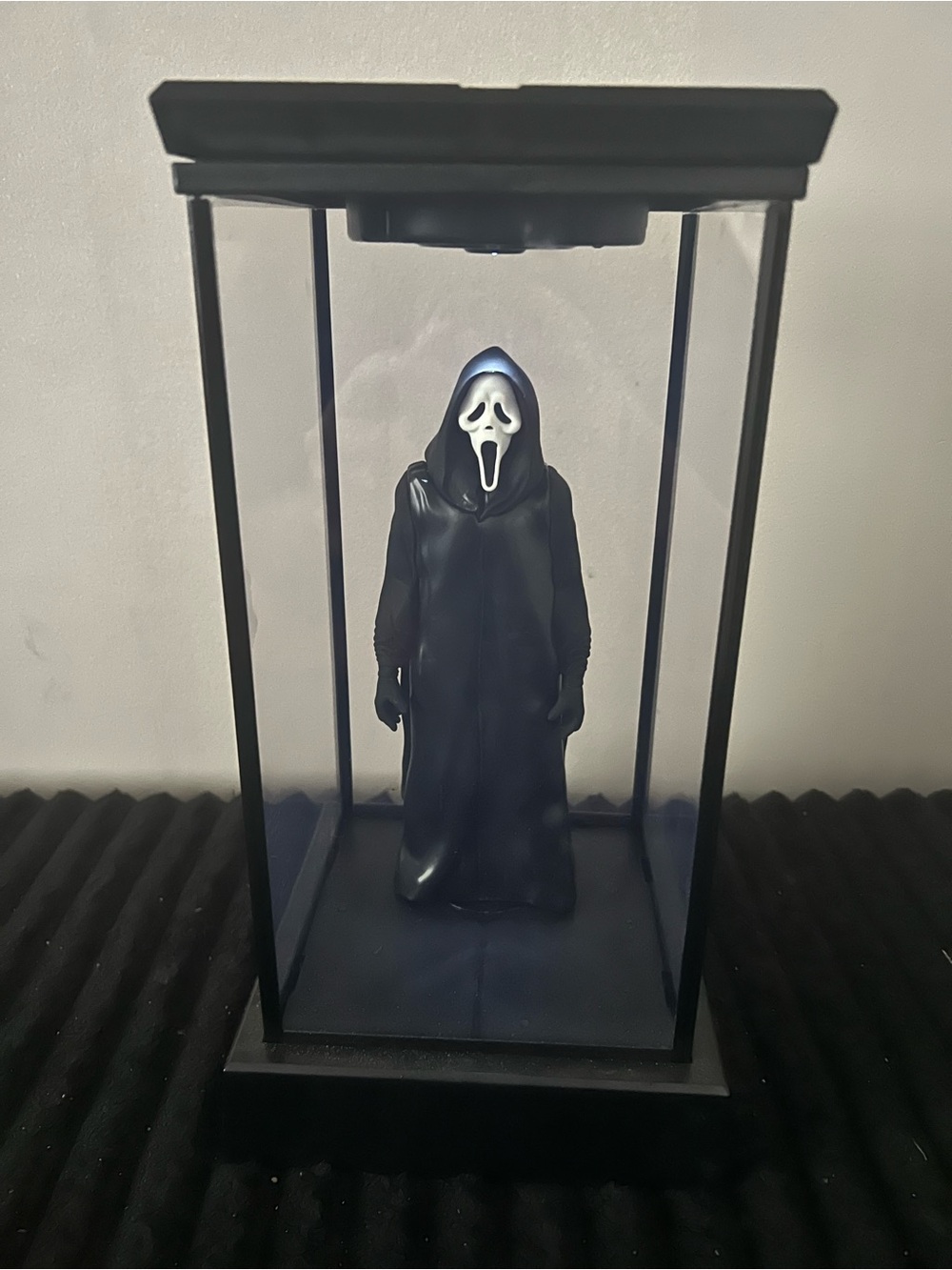 Black Ghost Face Figurine Display - Unused popcorn display case